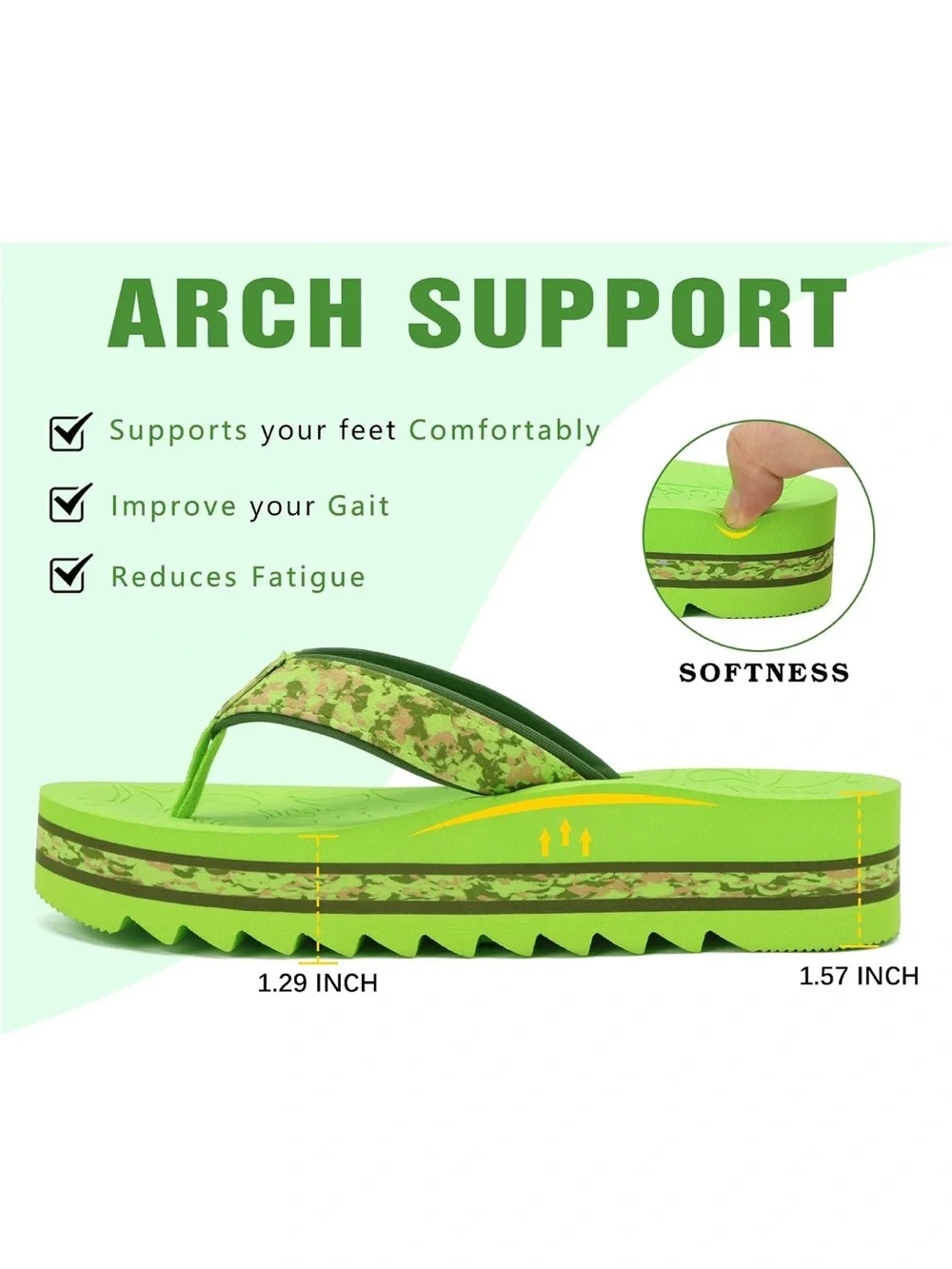 ONCAI Flip Flops for Women, Fashion Printed Platform Sandals Woman with Arch Sup